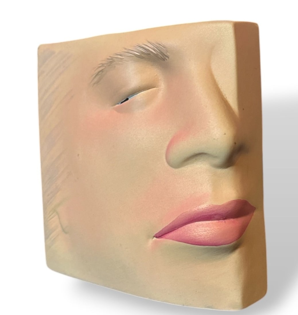 DEBBIE FETCHER-GRAMSTAD (American, 20th C.) Post Modern Face Vase: Measures 7" H x 7" W x 2.25" D. Signed F.G on the base. Similar to works of Mark SIjan and Michael Harvey.
