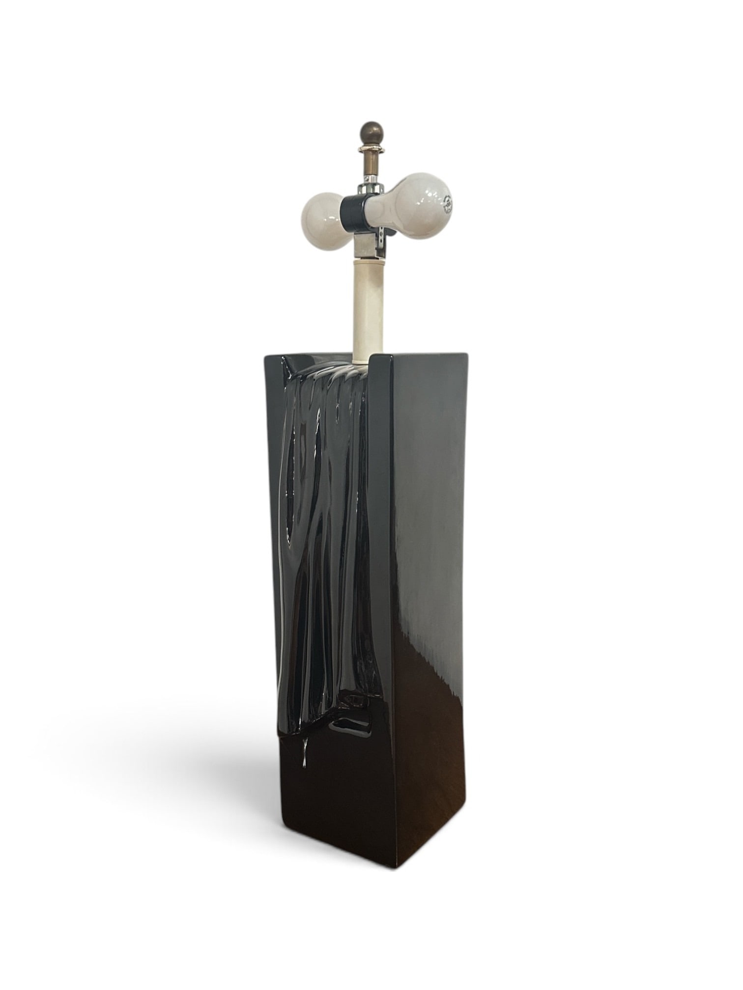 Postmodern Black Table Lamp: Measures 30" H to the finial x 6.5" x 6.5".