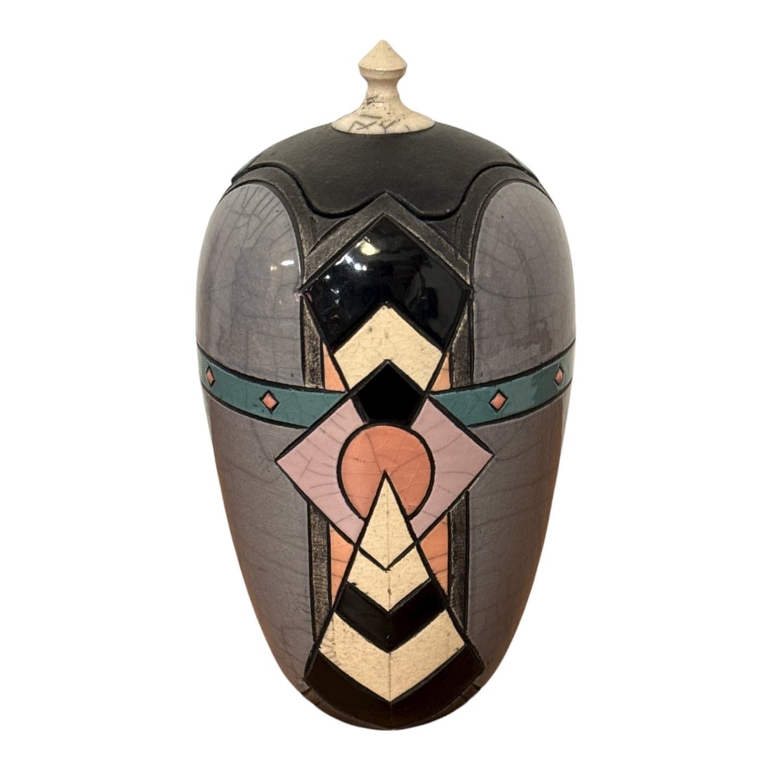 ANDY SMITH (American, b 1967) Raku Pottery Vessel: Signed and dated 1989 on bottom. Measures 8.5" H x 4" diameter.
