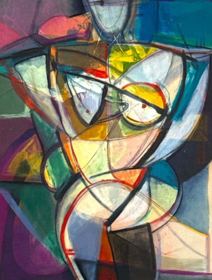 JANET O'NEAL (American, 20th C.) "Midnight Madness" Mixed Media Painting: Appears to be combination of pastel and possibly watercolor. Measures 41.5" x 33.5" x 1"D in the frame. Sight measures 30.5" x 23".