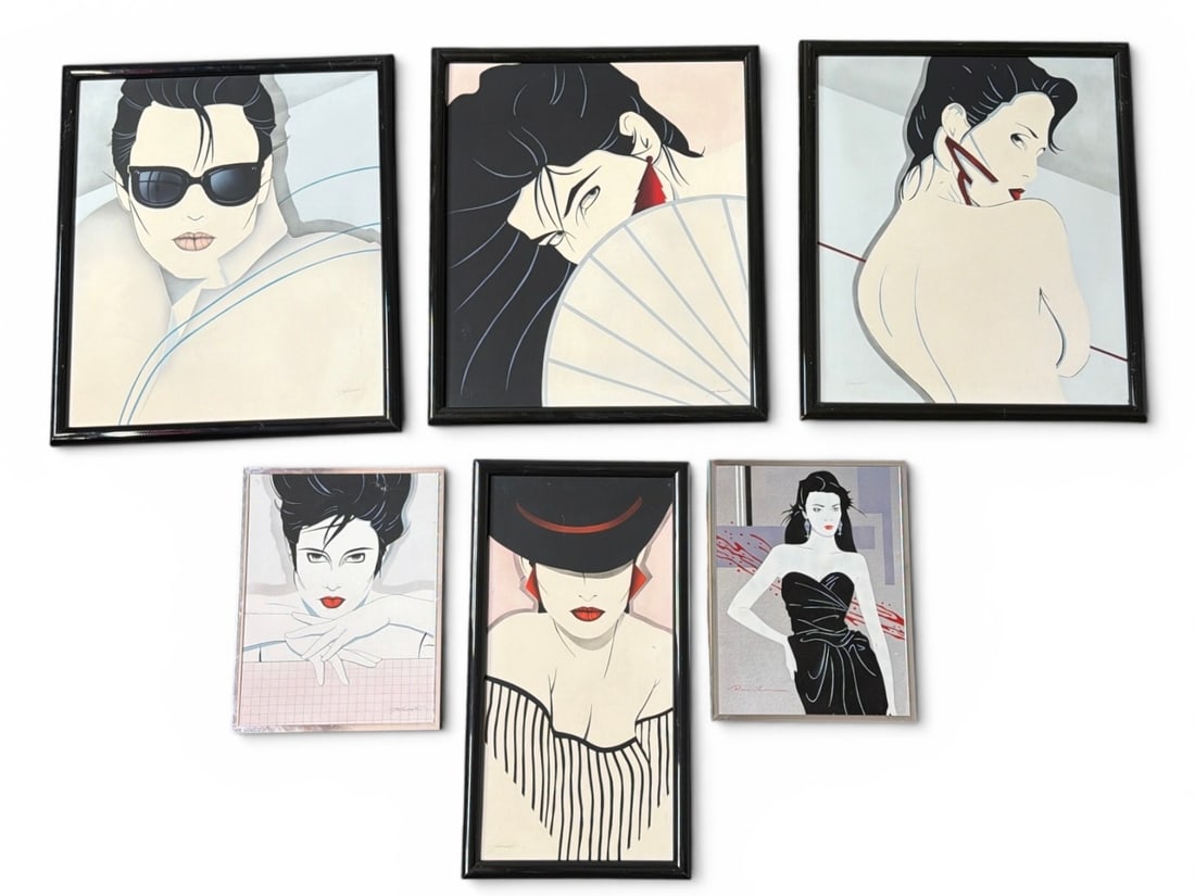 Collection PATRICK NAGEL Style Portraits of Women: Largest measures 26.25" x 22" x 1" D in frame. Sight measures 24" x 19.75".