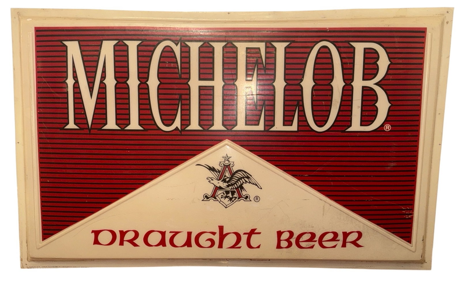 Vintage 5.5 Foot MICHELOB Draught Beer Bar Sign: Plastic. Measures: 41" H x 66" W x 3" D.