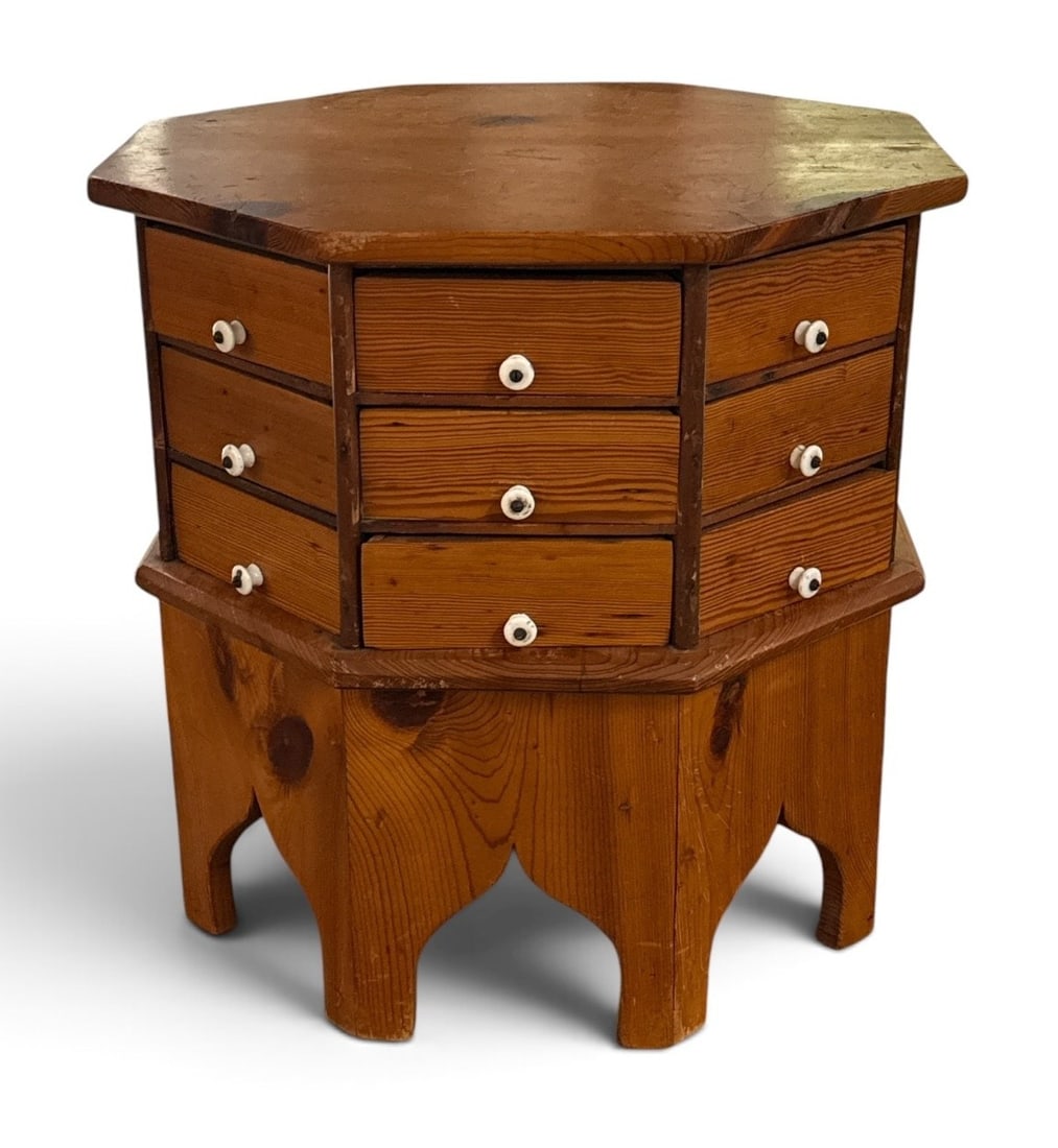 Handmade Multi-Drawer Hardware Store Parts Cabinet, 27 Drawer: 27 individual drawers. Cedar wood. Measures 21" H x 21" W x 21" D.