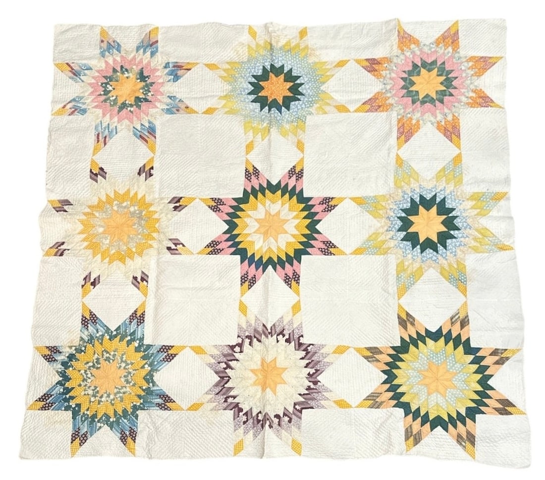 Early Texas Star Quilt, Hand Sewn (1 of 3)