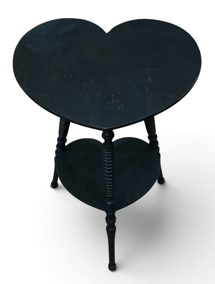 Victorian Heart Top Parlor Table: 25" H x 18" W x 16" D.