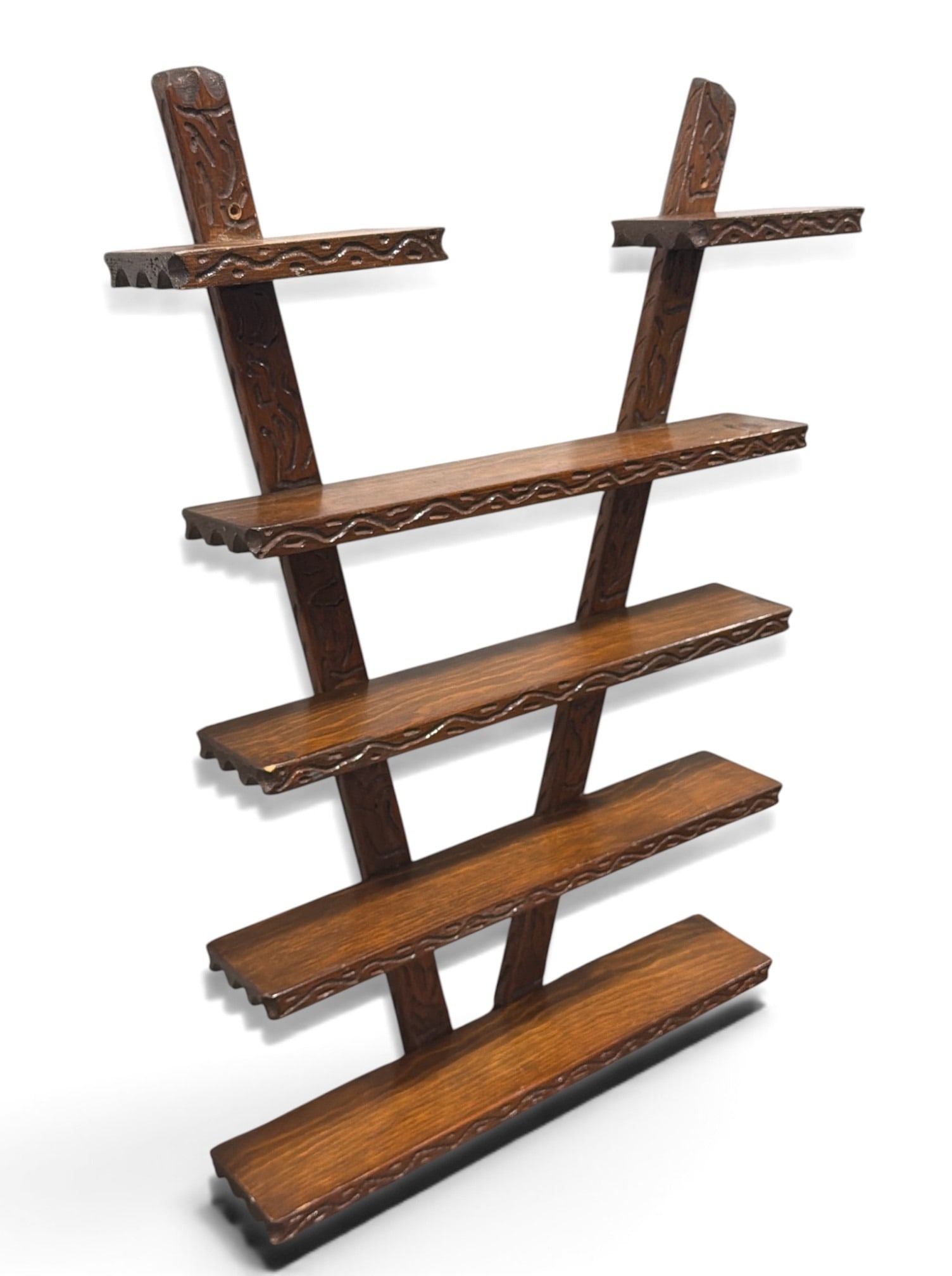 Scandinavian Carved Wood Wall Shelf (1 of 3)