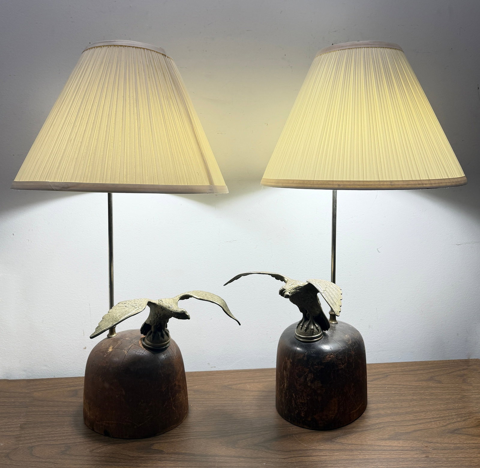 Folk Art Eagle Hat Mold Table Lamps - 2