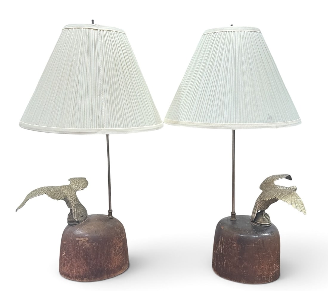 Folk Art Eagle Hat Mold Table Lamps - 3