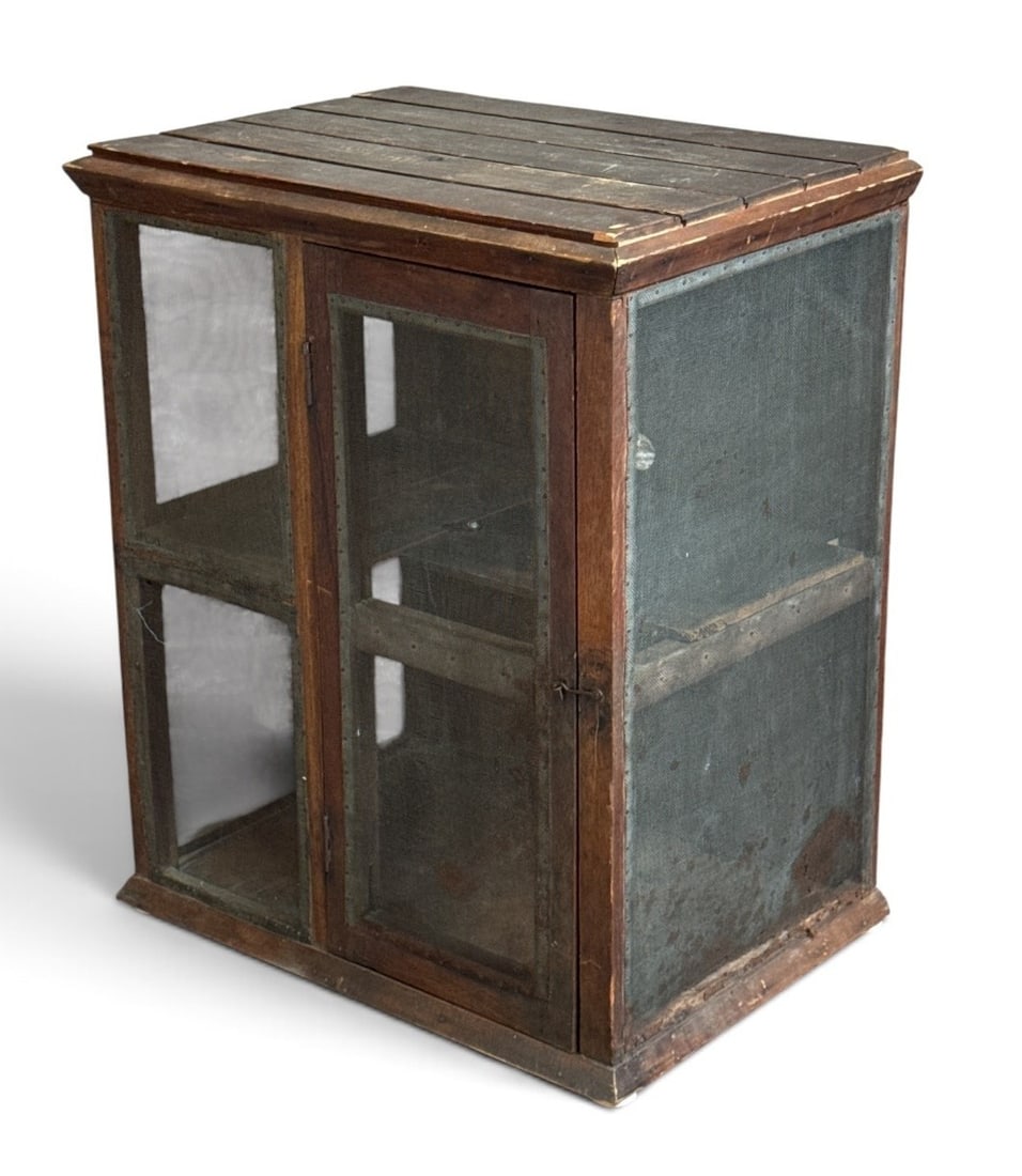 19th C General Store Pie Safe, Counter Size: Measures 28.5" H x 23" W x 17" D.