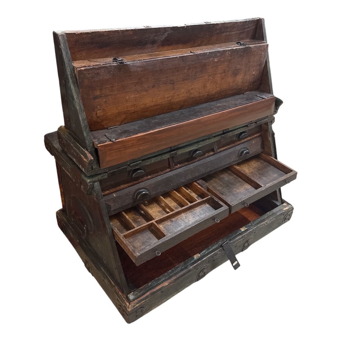Converted Antique Steamer Trunk Tool Chest - 4