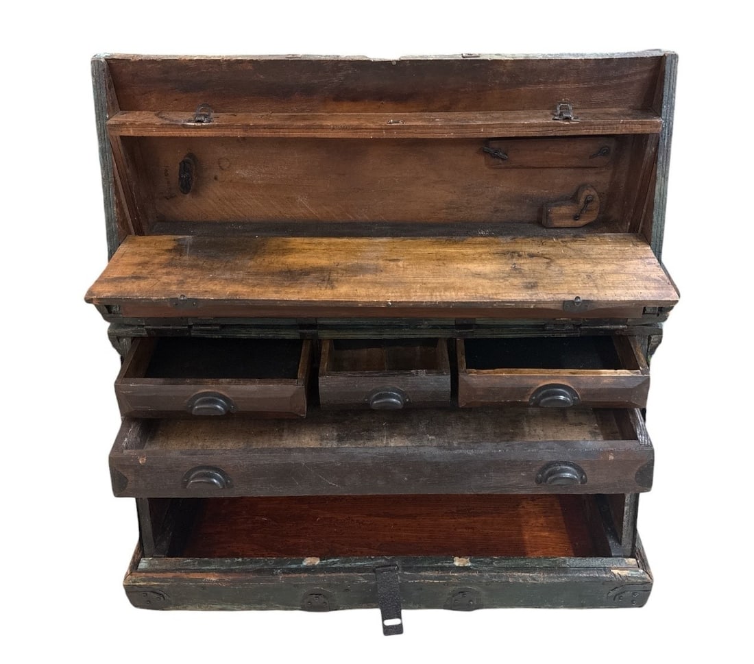 Converted Antique Steamer Trunk Tool Chest - 5