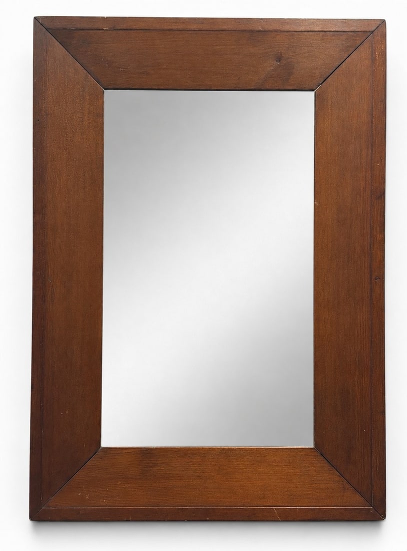 Scandinavian Wood Wall Mirror: 27" H x 19" W x 1.5" D.