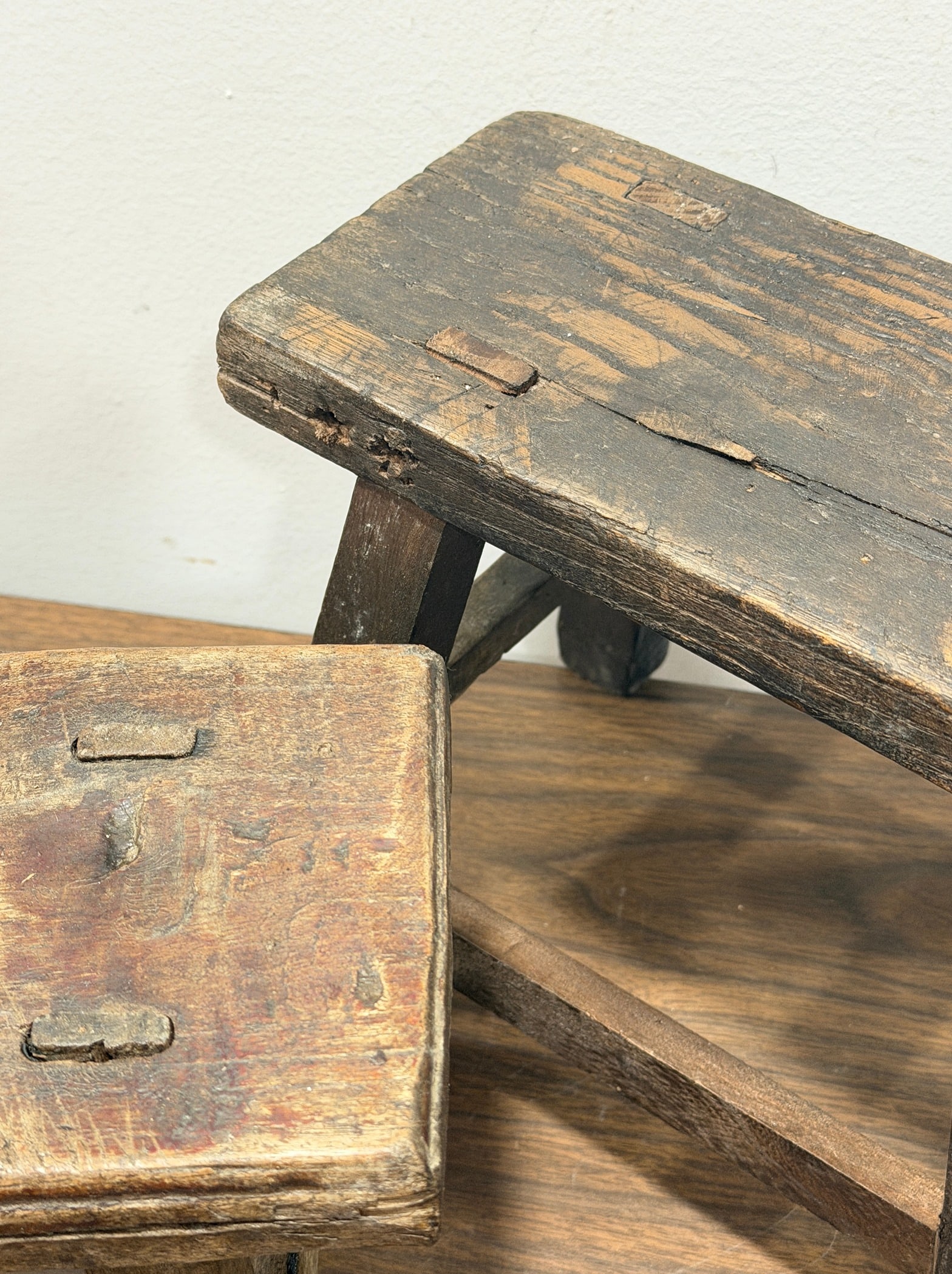 Two Primitive Milking Stools - 2