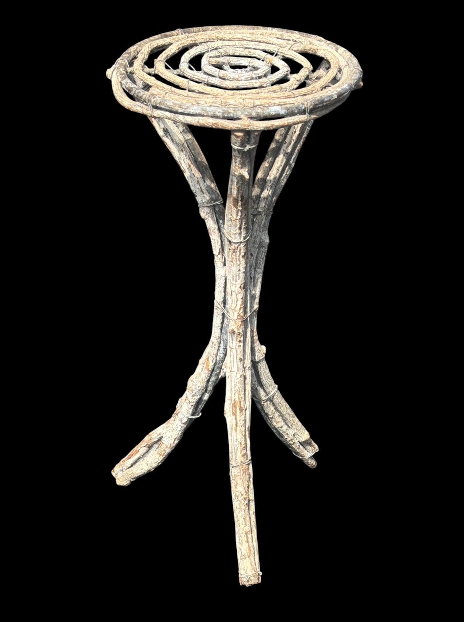 French Faux Bois Drink Holder: Measures 18.5" H x 8.5" overall diameter, legs measure 9" x 9" at base.