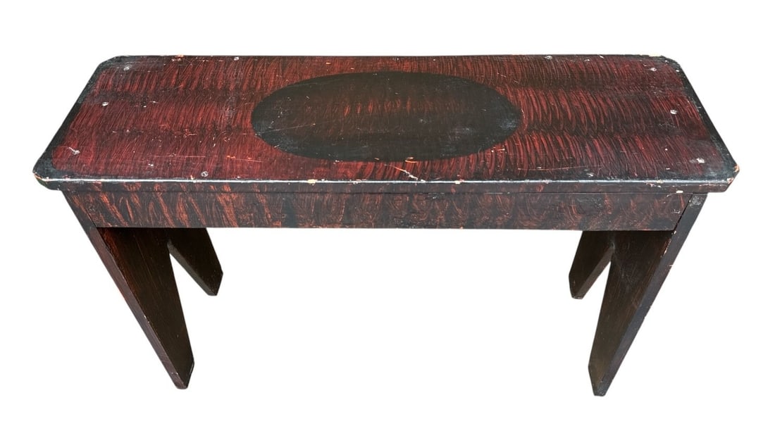 Early Primitive Hand Painted Bench - 2