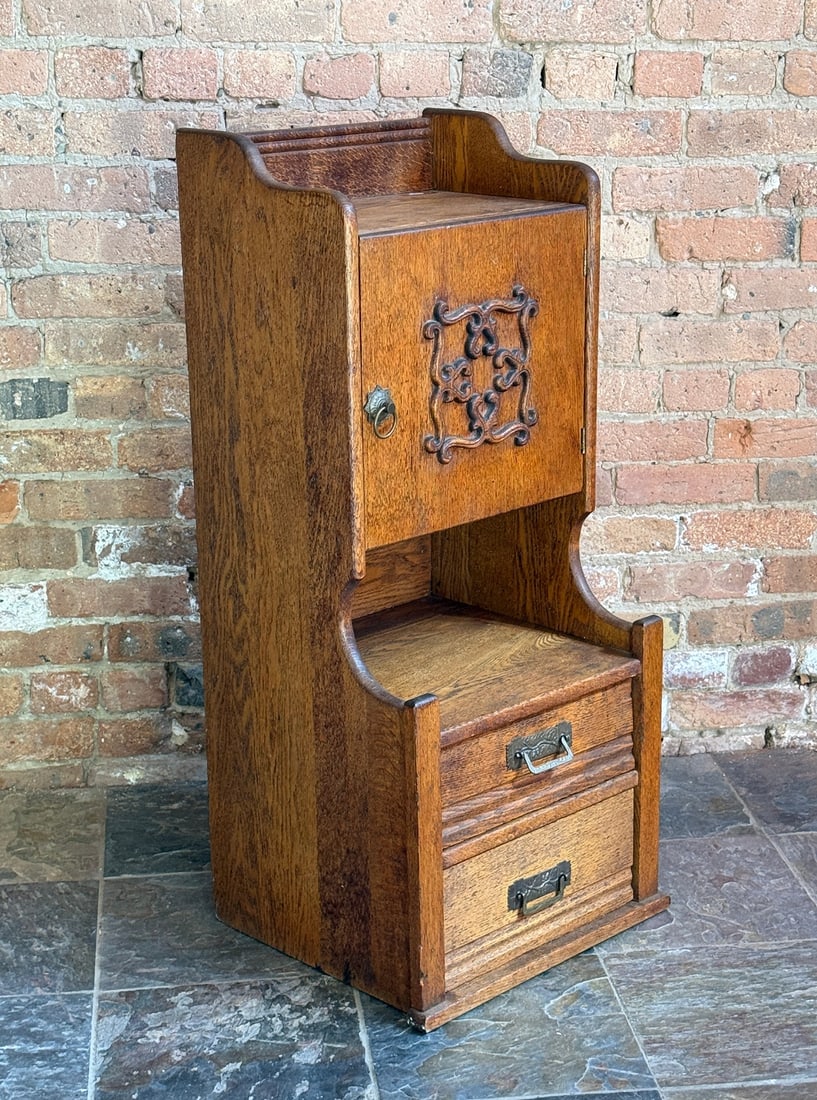 Early 1900's Victorian Solid Oak Cabinet - 2