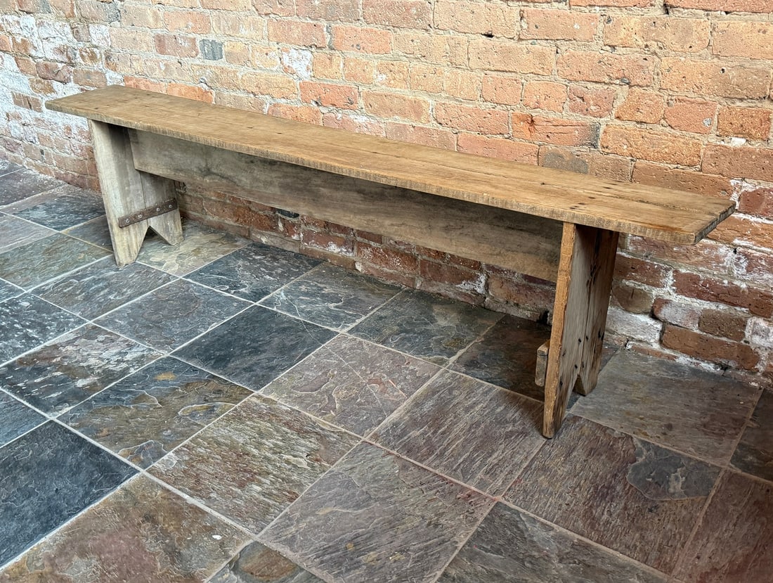 6 Foot Primitive Swedish Pine Bench: Measures 19" H x 72" W x 10" D.