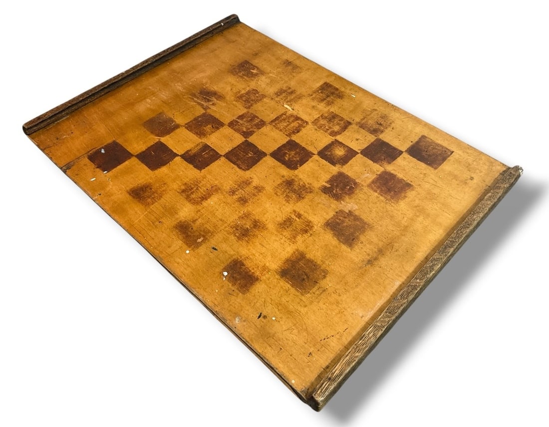Early Carved Wood Game Board: Measures 22" x 16.5" x 1" D. Black and White, Museum Quality With Hand Hewn Wood, this is a rare and fine example of primitive Americana work.