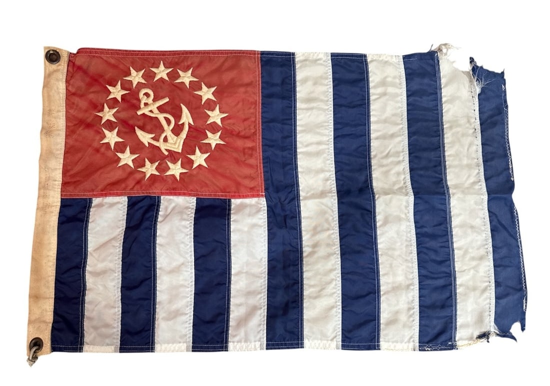 Early 13 Star US Power Squadron Flag, Nautical: Measures 19.5" H x 30" W.