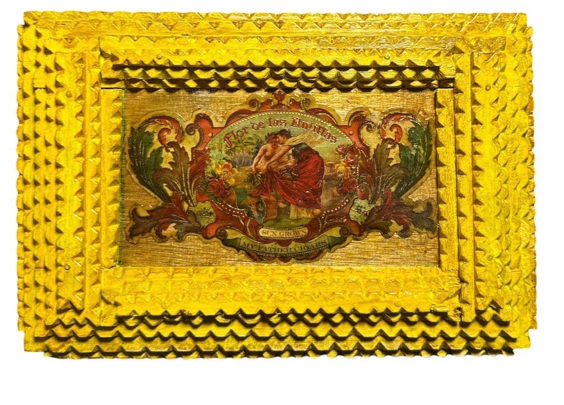 POPS CASEY (American, 20th C.) Tramp Art Box: 3" H X 11" W X 7.25" D.