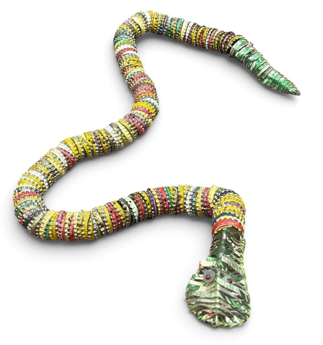 Folk Art Bottle Cap Snake