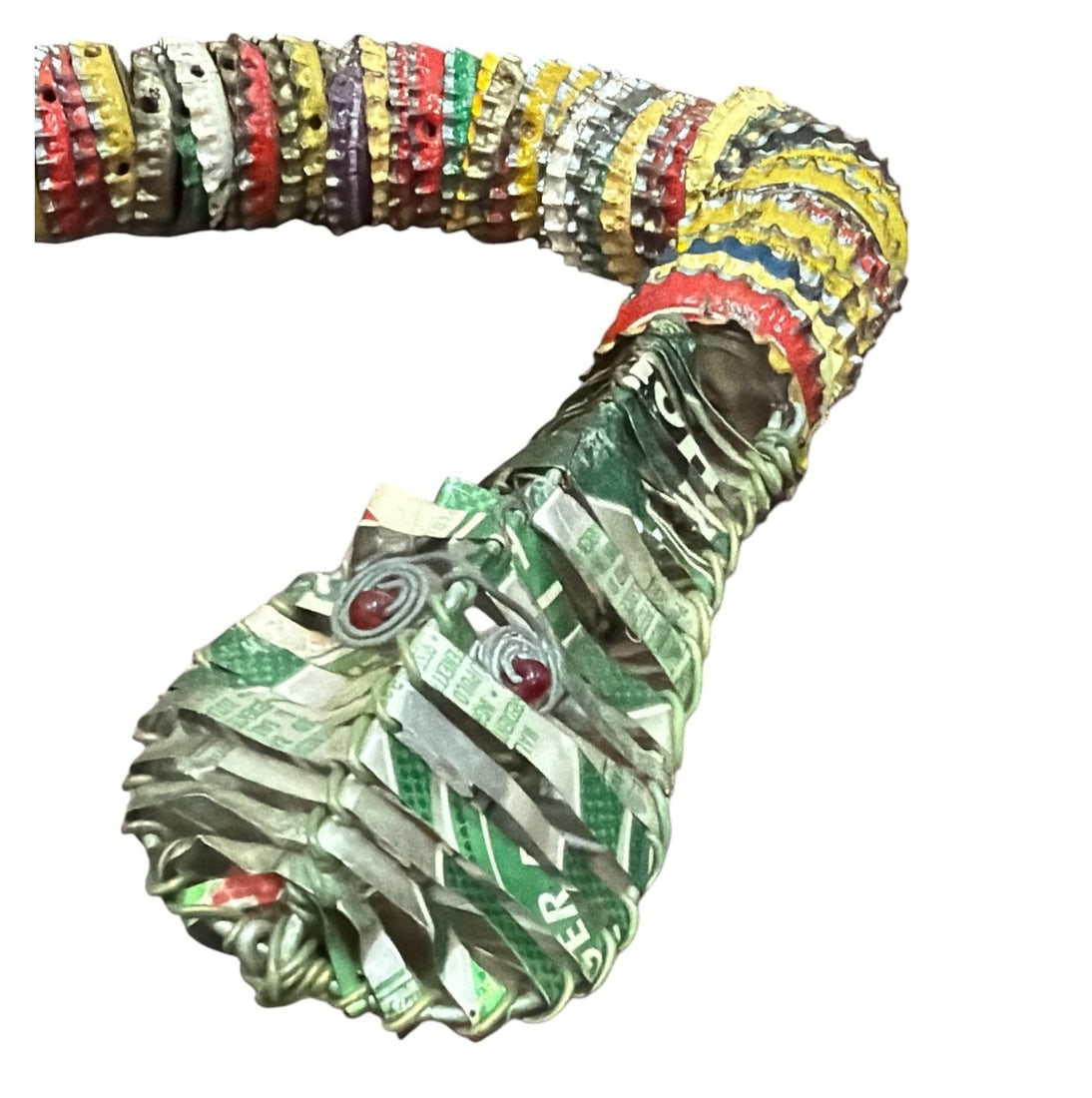 Folk Art Bottle Cap Snake - 2