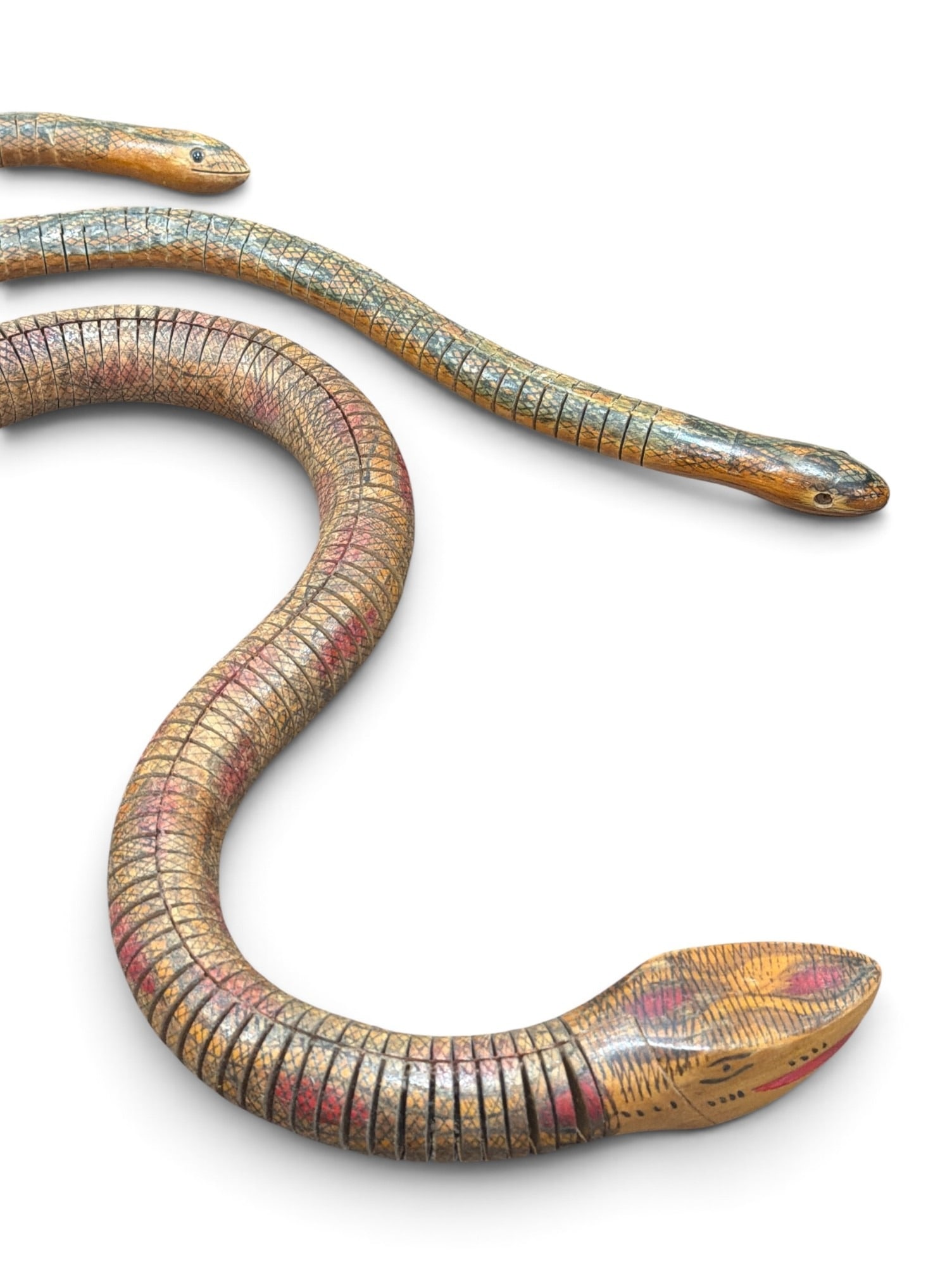 Three Folk Art Articulating Snakes - 2