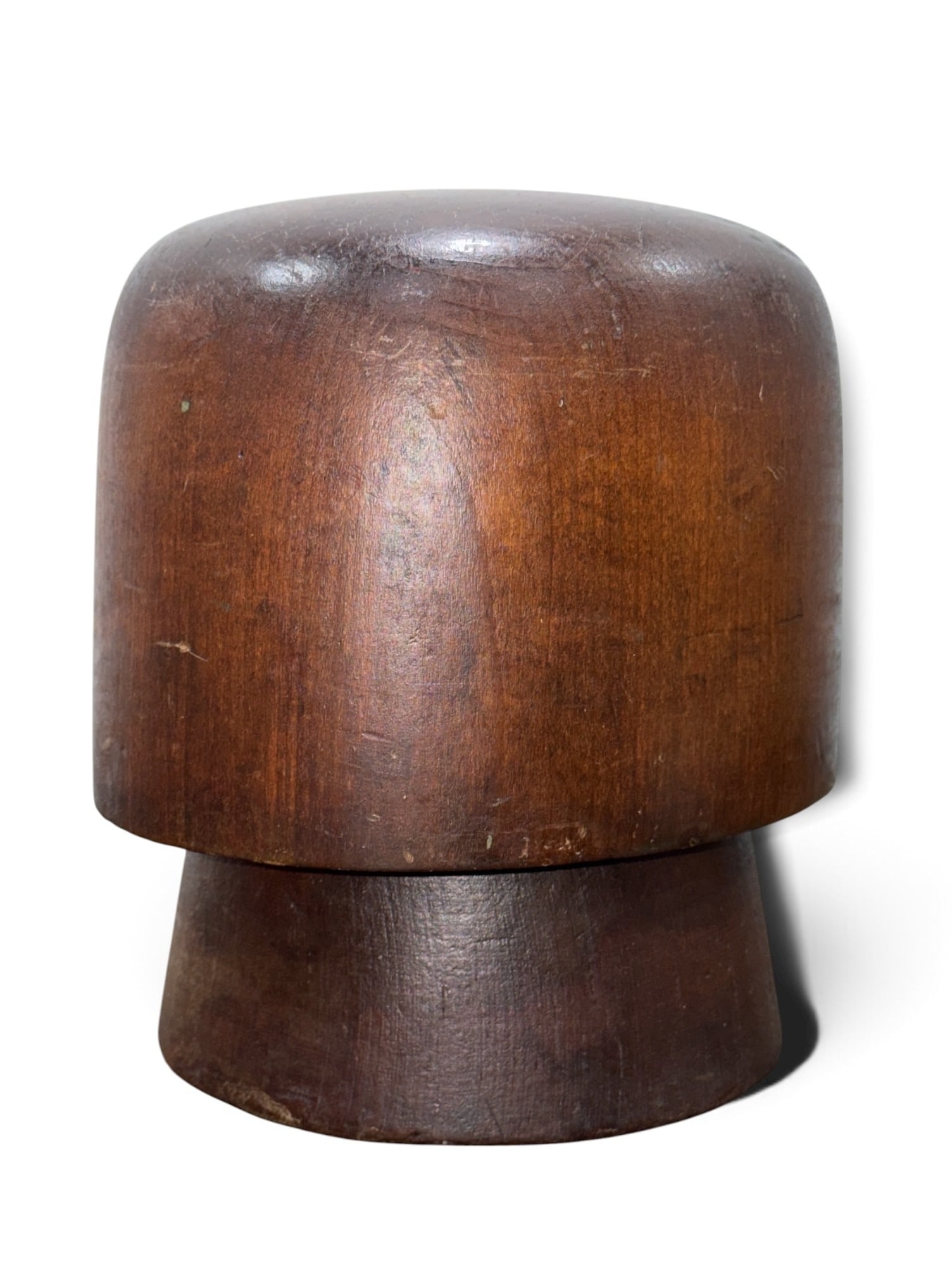 Antique Two Piece Hat Mold: Measures 8.5" H x 7" W x 8" D.