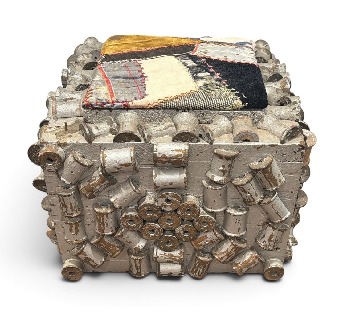 Folk Art Spool Stool - 2