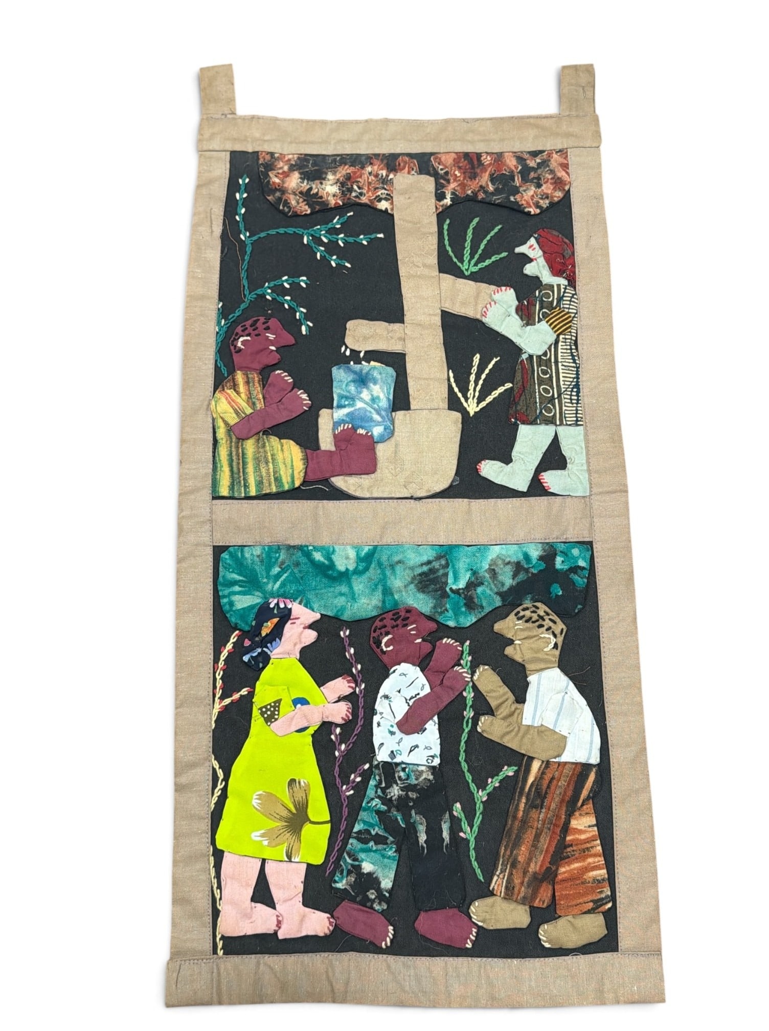Weya Story Cloth, African Folk Art: Folk art from Zimbabwe. Measures 25.5" x 11.5".