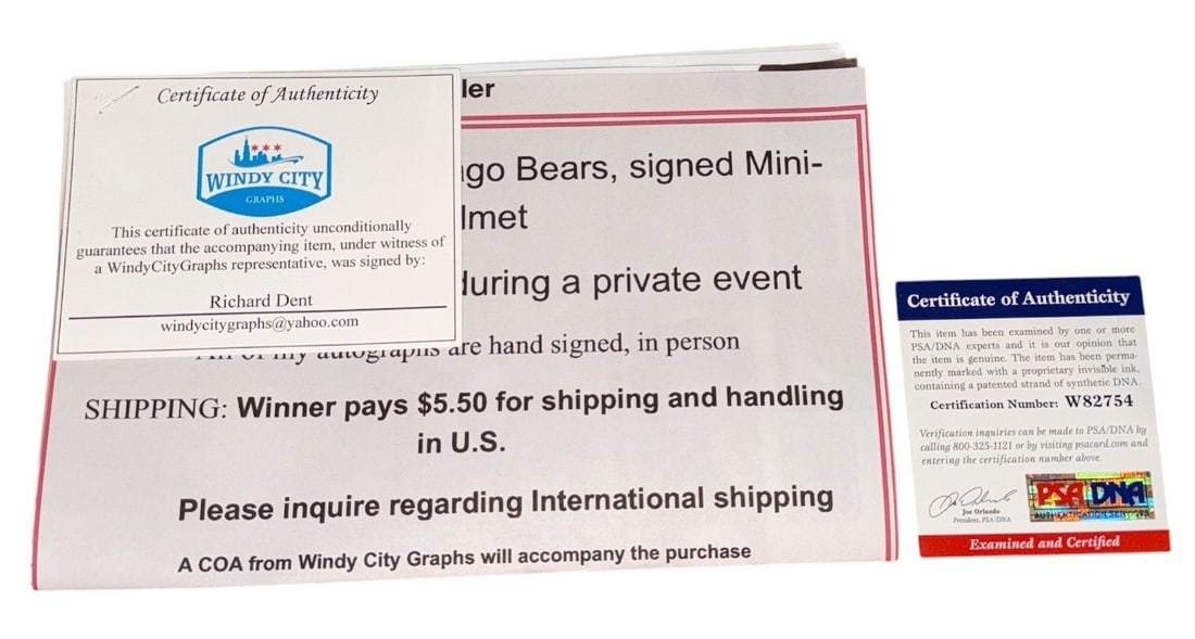 Five Authentic CHICAGO BEARS Autographed Mini Helmets - 2
