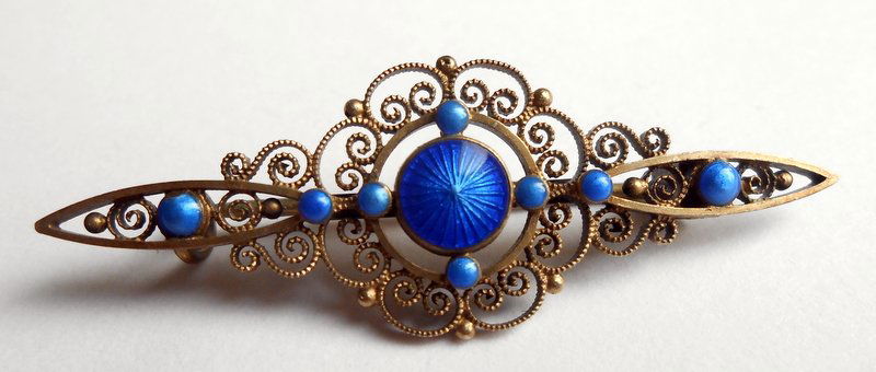 Marius Hammer Blue Guilloche Brooch 930 Silver (1 of 2)
