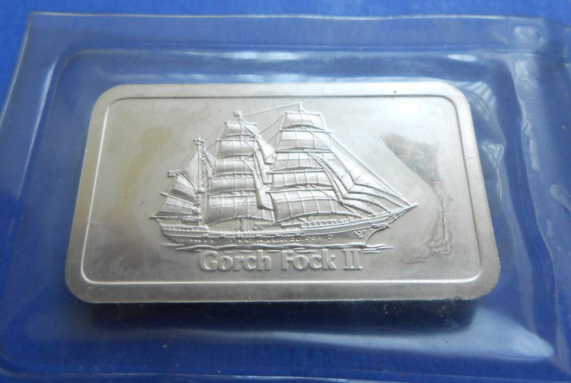 Degussa 1 oz Troy .999 Silver Art Bar Ingot Gorch Fock (1 of 2)