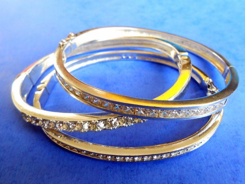 3 Stone Set Bangles, 1 Swarovski, 1 Silver (1 of 1)
