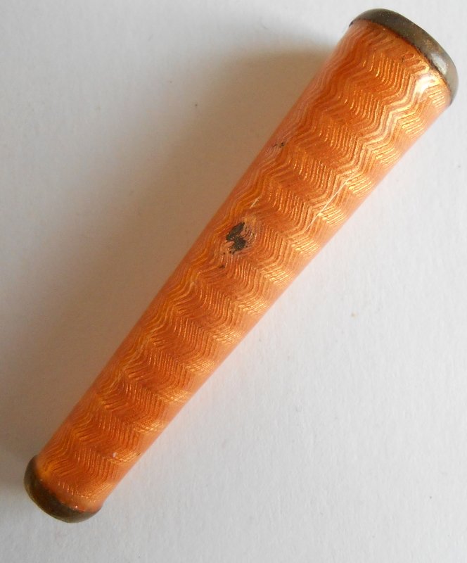 Orange Guilloche Enamel Cheroot Holder In Case (1 of 2)