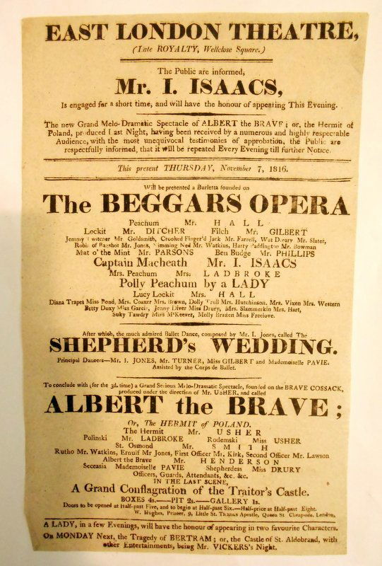 1816 Theatre Playbill East London Theatre (1 of 2)