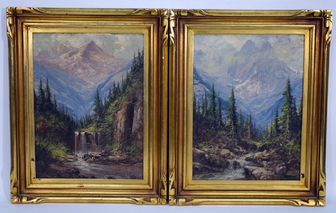 PAIR LASZLO NEOGRADY MOUNTAIN LANDSCAPE PAINTINGS (1 of 10)