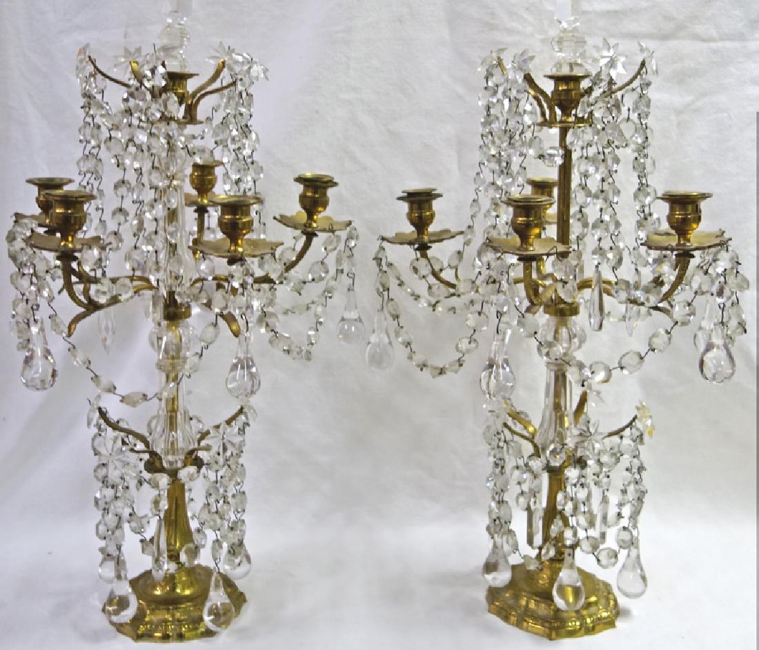 PAIR CRYSTAL & BRASS CANDELABRA (1 of 1)