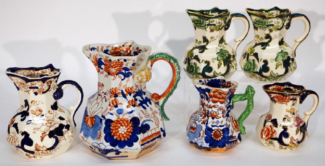 MASONS IRONSTONE PITCHERS (6) PCS. (1 of 1)