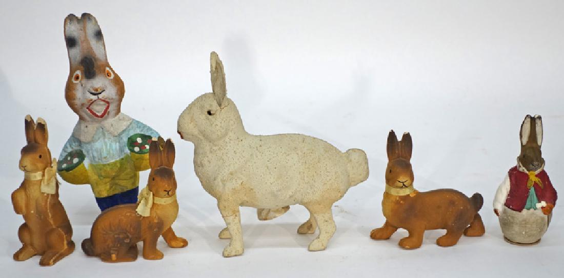 ANTIQUE RABBIT CANDY CONTAINERS & FIGURES (6) (1 of 1)