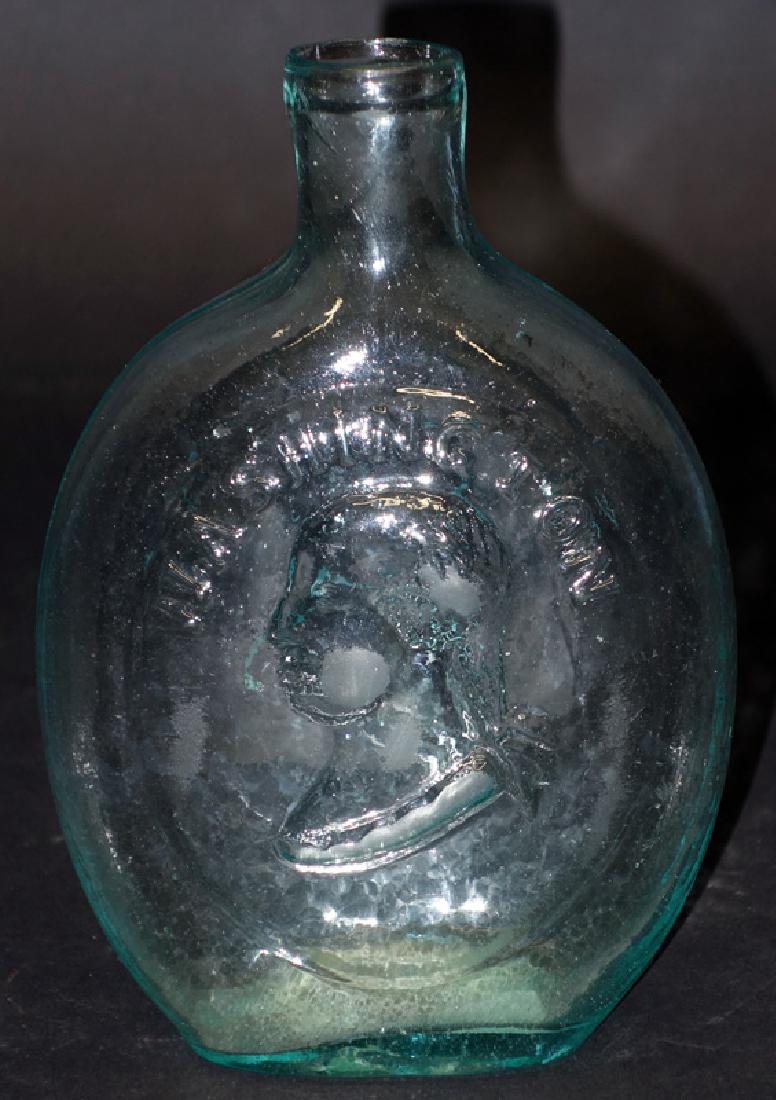 WASHINGTON / TAYLOR FLASK - PINT: Clear, pontil base; (GI-49); some rub marks; H-7", G-VG