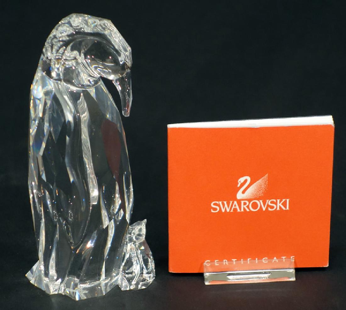 SWAROVSKI "MOM PENGUIN" CRYSTAL FIGURINE: Original box, packaging, small certificate; H-5", M