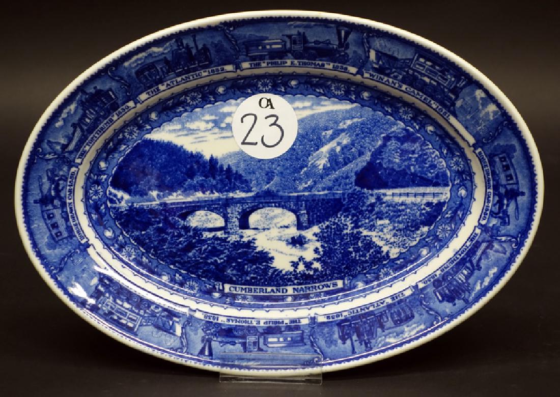 B&O MEDIUM PLATTER CUMBERLAND NARROWS: Scammells, Lamberton, design patent; minor scratches; L-11 3/4"