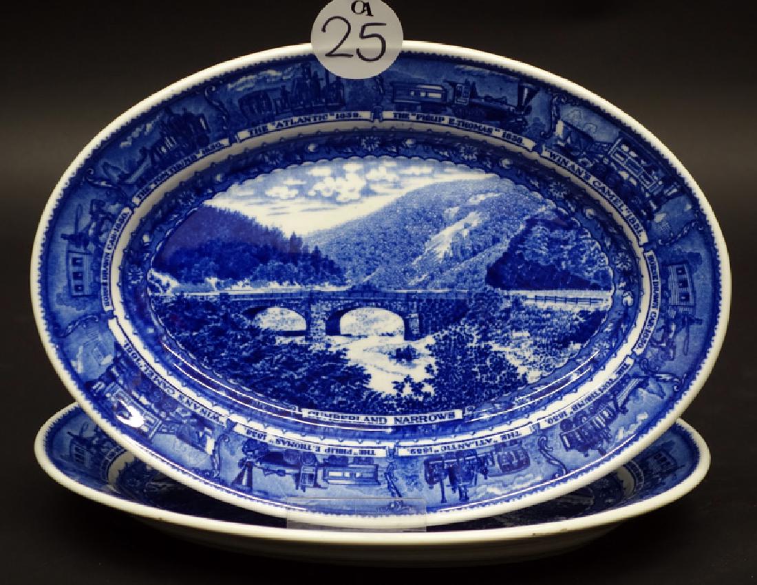 B&O (2) MEDIUM PLATTERS - CUMBERLAND NARROWS: Scammells, Lamberton, design patent, L-11"