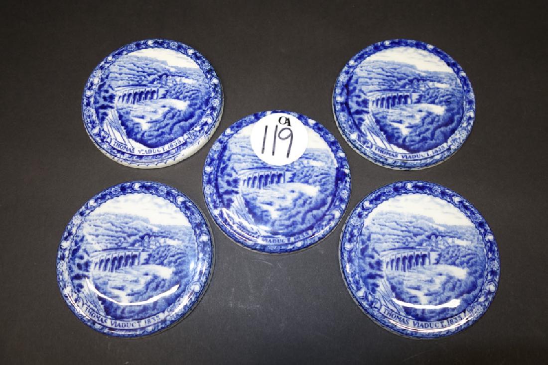 B&O (5) COFFEE CUP LIDS - THOMAS VIADUCT: Unmarked; 4"