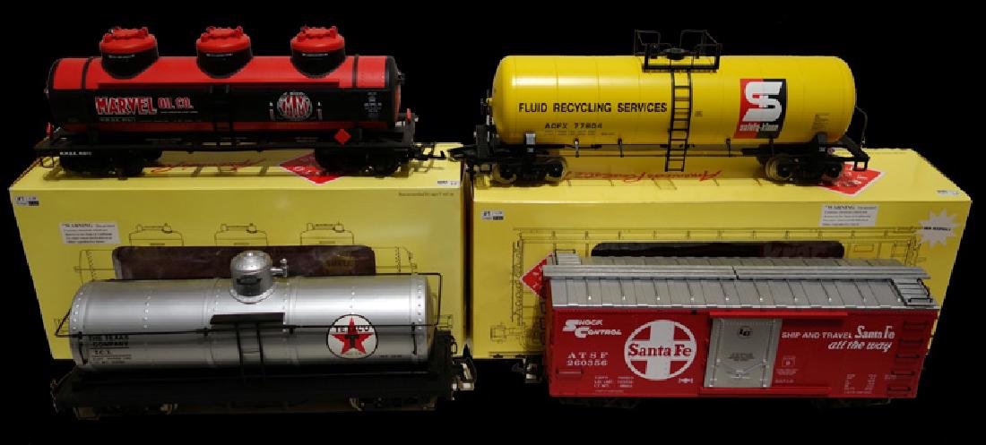 ARISTOCRAFT CARS (6): GA1 - 1:29 scale; (3) boxed: Shell, Marvel Oil, Krackel; (3) unboxed: Safety Clean, Texaco, Santa Fe; L-17 +/-", EX-NM