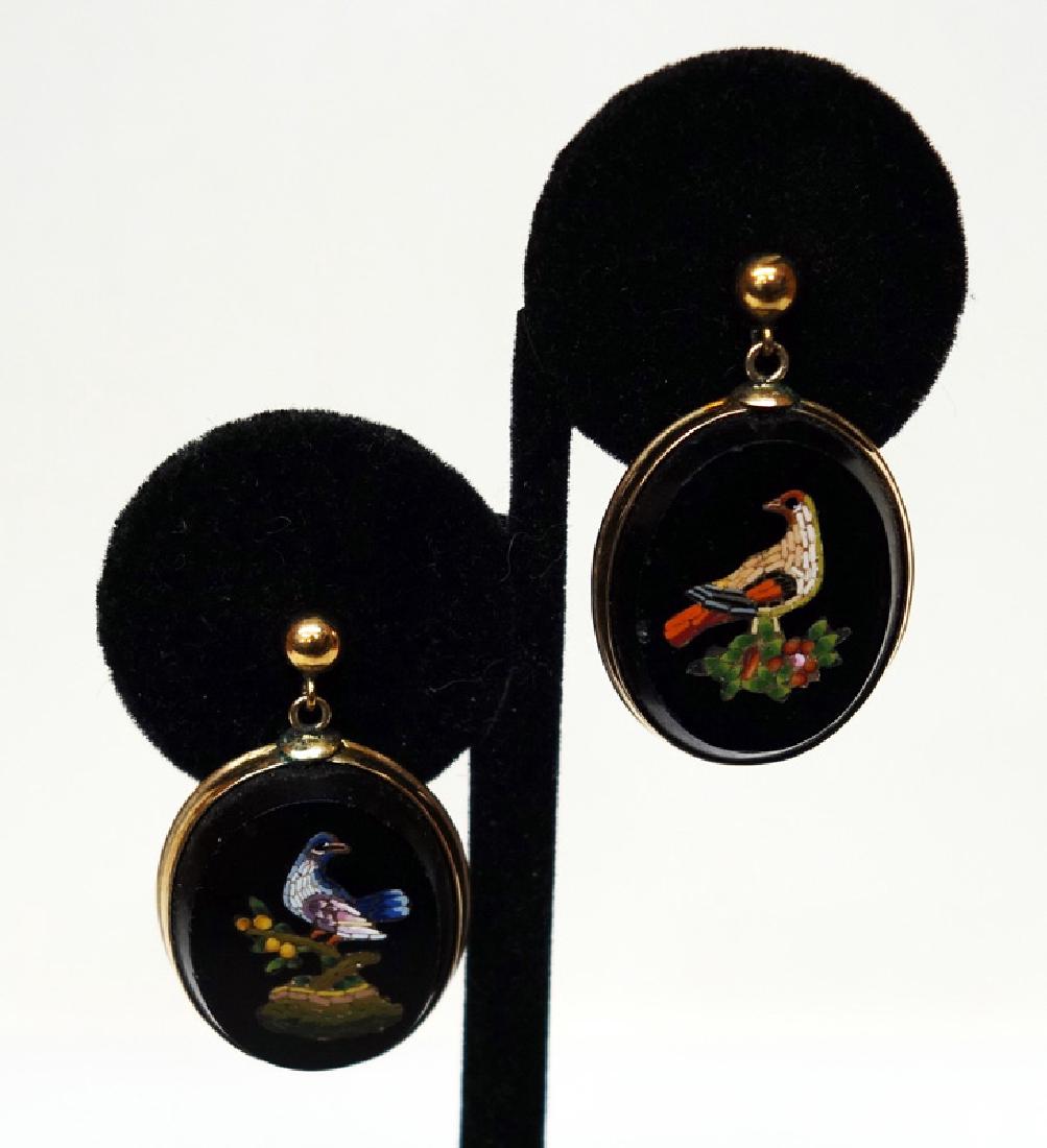 PAIR VICTORIAN MICRO MOSAIC EARRINGS (1 of 1)