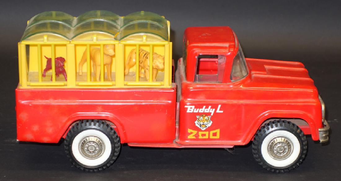 BUDDY L ZOO TRUCK: Painted pressed steel and plastic; normal wear; L-22", G-VG