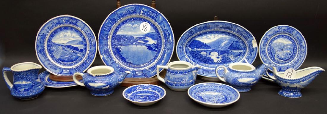 B&O SCAMMELL'S LAMBERTON (15) PCS.: Design Patented; mostly damaged; (1) creamer, hairline, H-4"; (2) teapots, no lids, both with damage, H-3"; (1) small gravy boat, chipped, H-3 1/2"; (1) platter, chipped, L-11 1/2"; (1) pot, chipped s