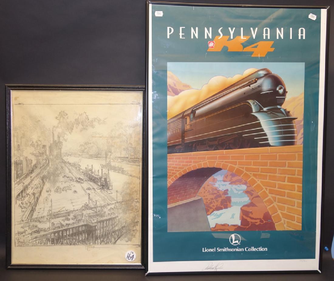 JOSEPH PENNELL RAILROAD ART (5): Sketches and prints; water damage; P-G